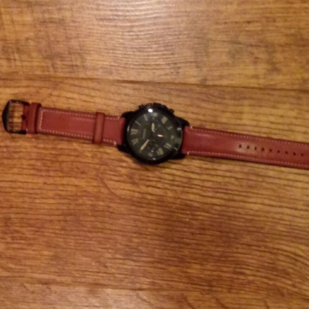 Fossil watch with leather strap